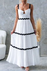 Tiered Maxi Dress with Scalloped Trim