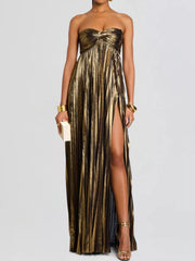Split Sweetheart Neck Tube Maxi Dress