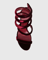 lisa Velvet Snake Sandals In Red