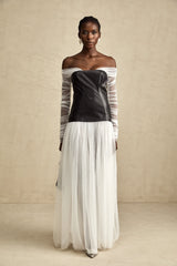 CHIC OFF SHOULDER MESH MAXI DRESS